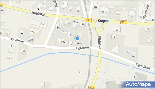 Stegna, Ogrodowa, 16b, mapa Stegna