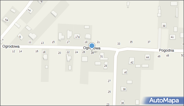 Stróża-Kolonia, Ogrodowa, 28, mapa Stróża-Kolonia