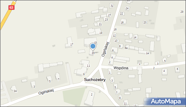 Suchożebry, Ogińskiej Aleksandry, 13, mapa Suchożebry