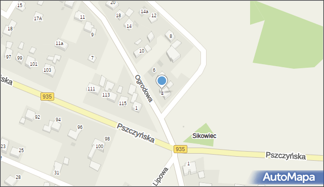 Suszec, Ogrodowa, 4, mapa Suszec