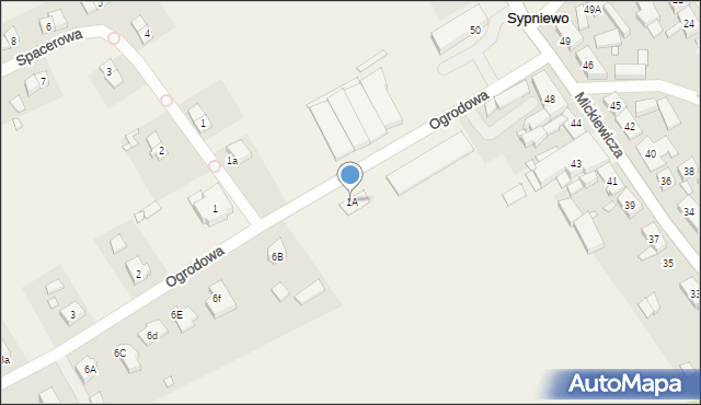 Sypniewo, Ogrodowa, 1A, mapa Sypniewo