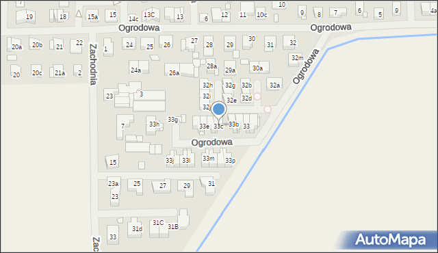 Szczecin, Ogrodowa, 33c, mapa Szczecina