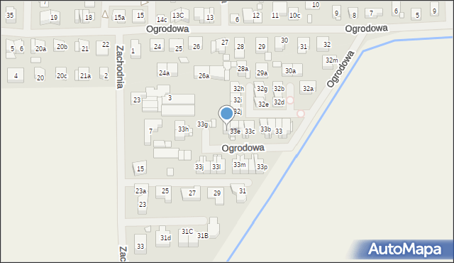 Szczecin, Ogrodowa, 33f, mapa Szczecina