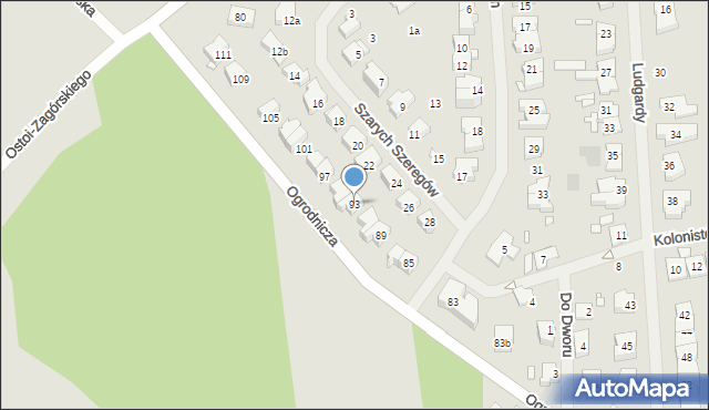 Szczecin, Ogrodnicza, 93, mapa Szczecina