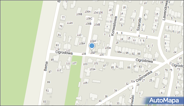 Tomaszów Mazowiecki, Ogrodowa, 104, mapa Tomaszów Mazowiecki