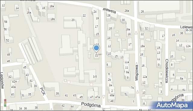 Toruń, Ogrodowa, 11, mapa Torunia