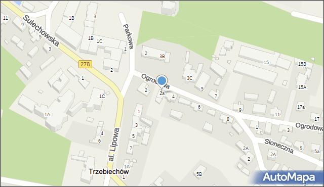 Trzebiechów, Ogrodowa, 2a, mapa Trzebiechów