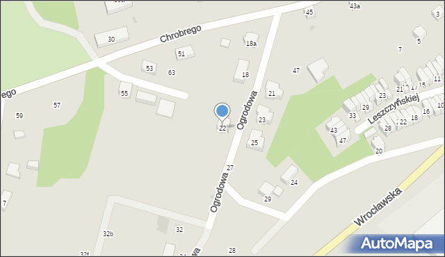 Trzebnica, Ogrodowa, 22, mapa Trzebnica