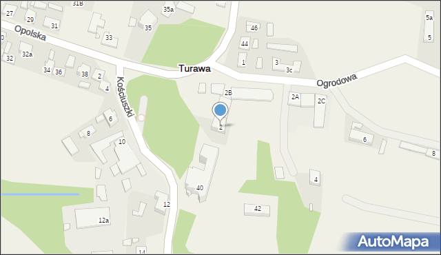 Turawa, Ogrodowa, 2, mapa Turawa