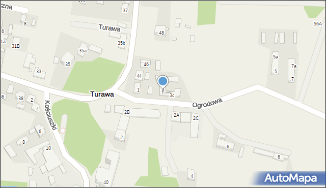 Turawa, Ogrodowa, 3a, mapa Turawa