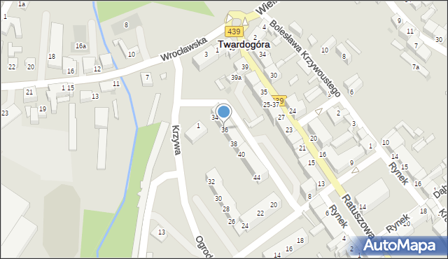 Twardogóra, Ogrodowa, 36, mapa Twardogóra