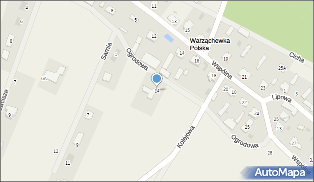 Warząchewka Polska, Ogrodowa, 14, mapa Warząchewka Polska