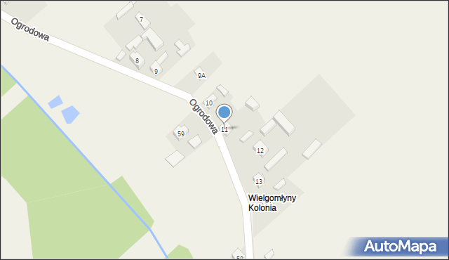 Wielgomłyny, Ogrodowa, 11, mapa Wielgomłyny