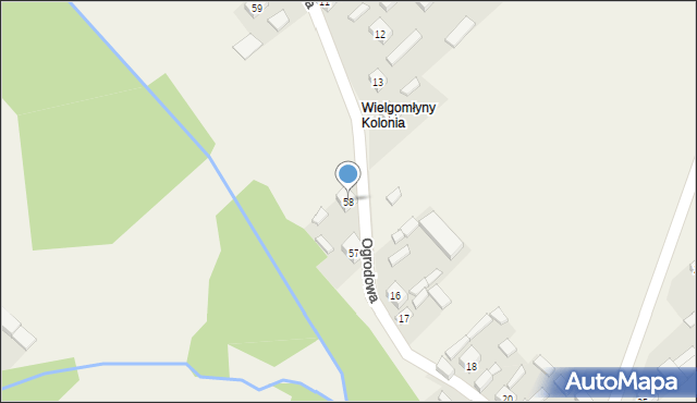 Wielgomłyny, Ogrodowa, 58, mapa Wielgomłyny