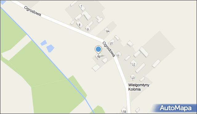 Wielgomłyny, Ogrodowa, 59, mapa Wielgomłyny