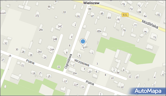 Wieliszew, Ogrodowa, 3a, mapa Wieliszew