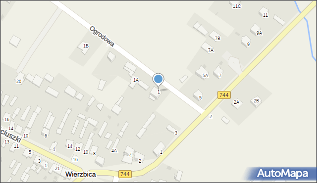 Wierzbica, Ogrodowa, 1, mapa Wierzbica