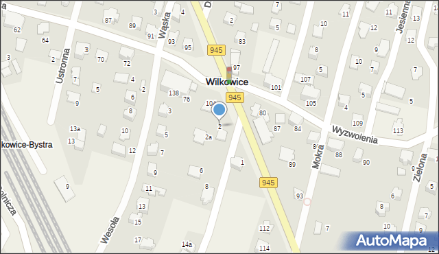 Wilkowice, Ogrodowa, 2, mapa Wilkowice
