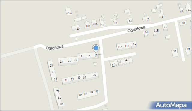 Witnica, Ogrodowa, 13, mapa Witnica