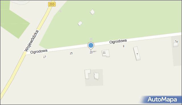 Wodnica, Ogrodowa, 13, mapa Wodnica