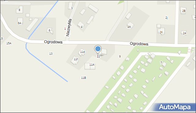 Wola Mrokowska, Ogrodowa, 11, mapa Wola Mrokowska