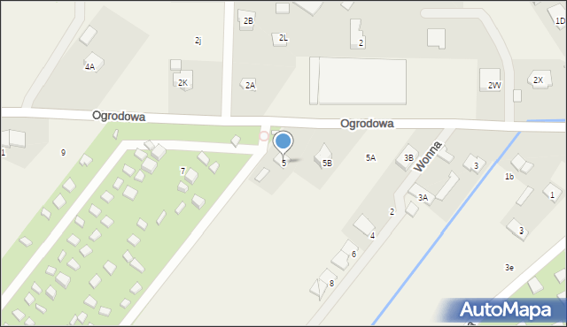 Wola Mrokowska, Ogrodowa, 5, mapa Wola Mrokowska