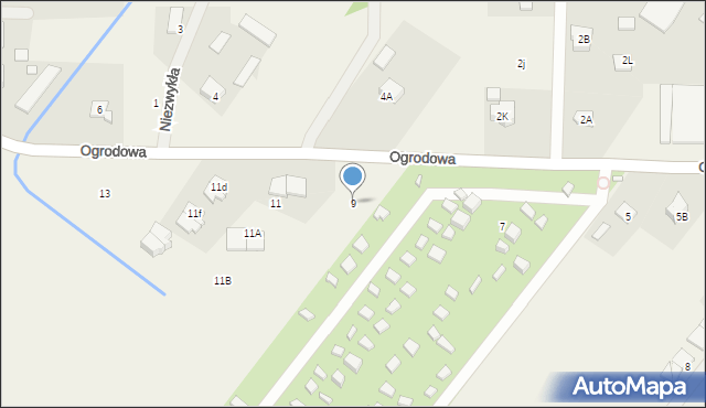 Wola Mrokowska, Ogrodowa, 9, mapa Wola Mrokowska