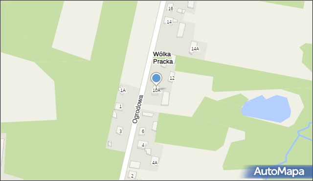 Wólka Pracka, Ogrodowa, 10A, mapa Wólka Pracka