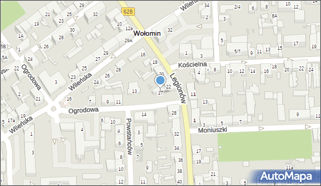 Wołomin, Ogrodowa, 17, mapa Wołomin