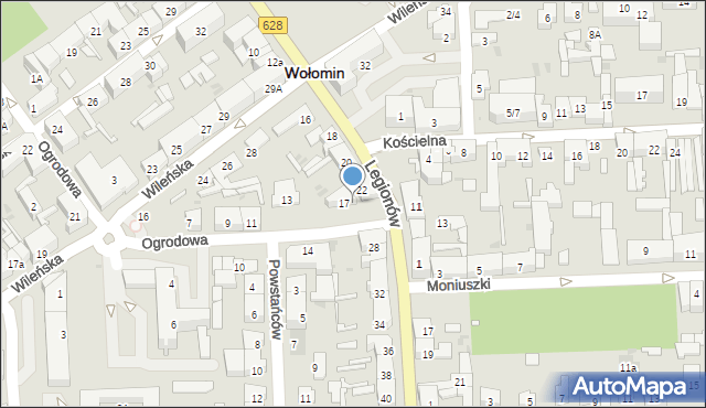 Wołomin, Ogrodowa, 19, mapa Wołomin