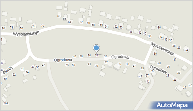 Żabno, Ogrodowa, 34, mapa Żabno