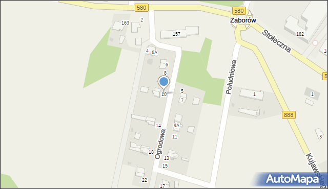 Zaborów, Ogrodowa, 10, mapa Zaborów