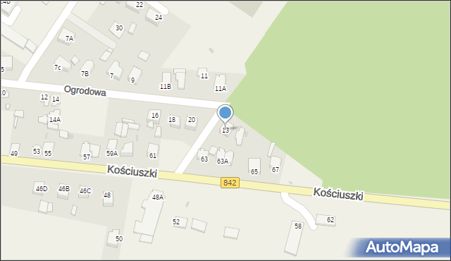 Zakrzówek, Ogrodowa, 13, mapa Zakrzówek