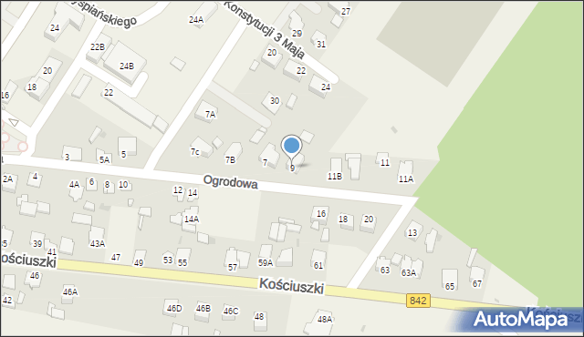 Zakrzówek, Ogrodowa, 9, mapa Zakrzówek