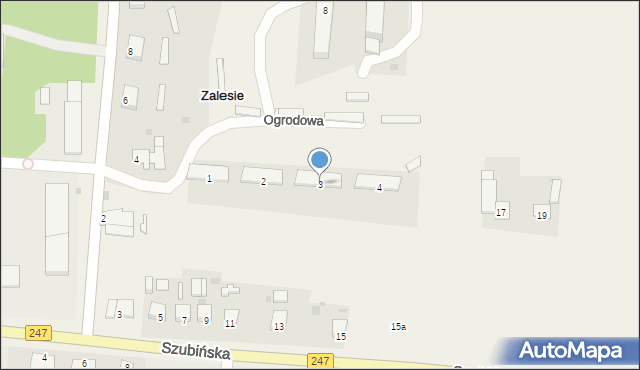 Zalesie, Ogrodowa, 3, mapa Zalesie