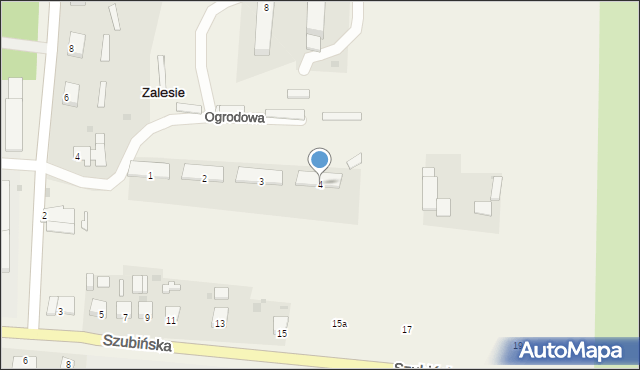 Zalesie, Ogrodowa, 4, mapa Zalesie