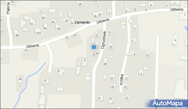 Zamarski, Ogrodowa, 11, mapa Zamarski