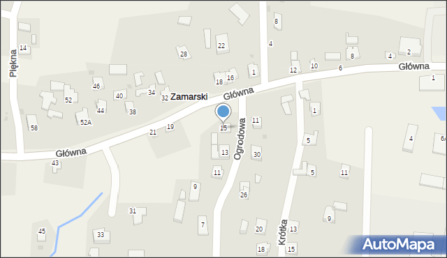 Zamarski, Ogrodowa, 15, mapa Zamarski