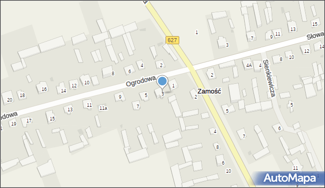 Zamość, Ogrodowa, 3, mapa Zamościa