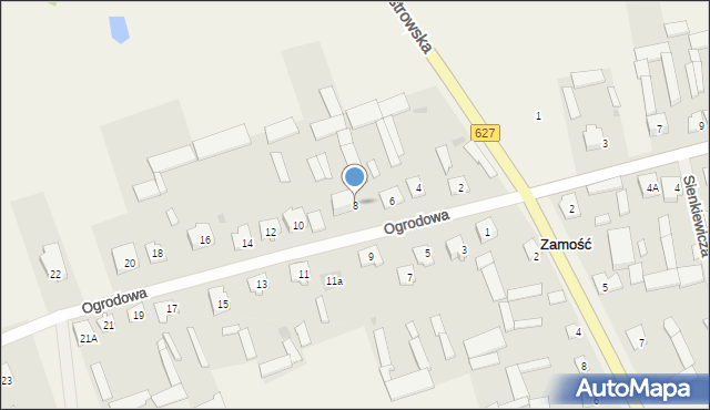 Zamość, Ogrodowa, 8, mapa Zamościa