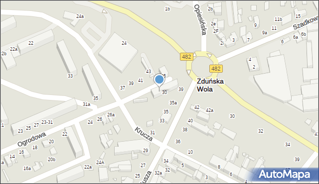 Zduńska Wola, Ogrodowa, 37/39, mapa Zduńska Wola