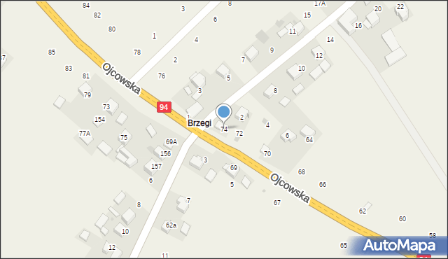 Czajowice, Ojcowska, 74, mapa Czajowice