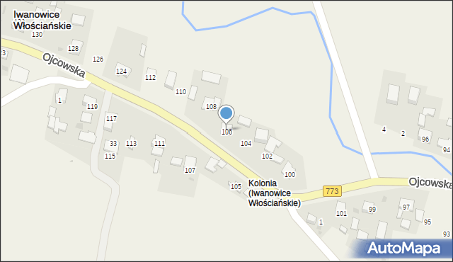 Iwanowice Włościańskie, Ojcowska, 106, mapa Iwanowice Włościańskie