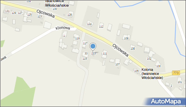 Iwanowice Włościańskie, Ojcowska, 113, mapa Iwanowice Włościańskie