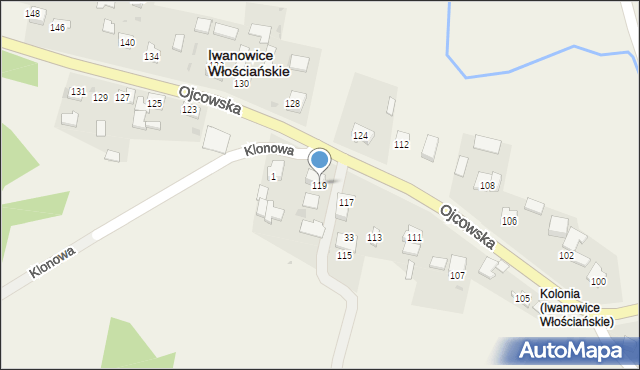 Iwanowice Włościańskie, Ojcowska, 119, mapa Iwanowice Włościańskie