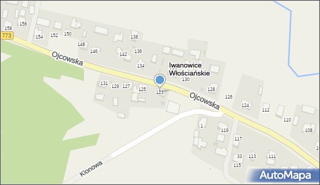 Iwanowice Włościańskie, Ojcowska, 123, mapa Iwanowice Włościańskie