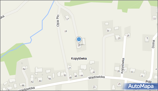 Kopytówka, Ojca Pio, 15, mapa Kopytówka