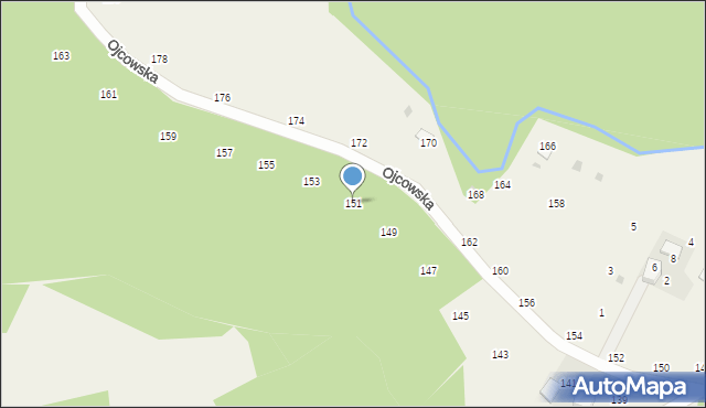 Prądnik Korzkiewski, Ojcowska, 151, mapa Prądnik Korzkiewski