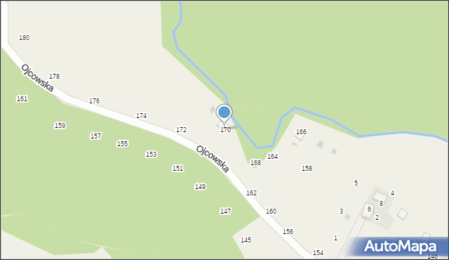 Prądnik Korzkiewski, Ojcowska, 170, mapa Prądnik Korzkiewski
