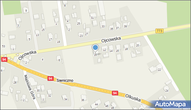 Sieniczno, Ojcowska, 10, mapa Sieniczno